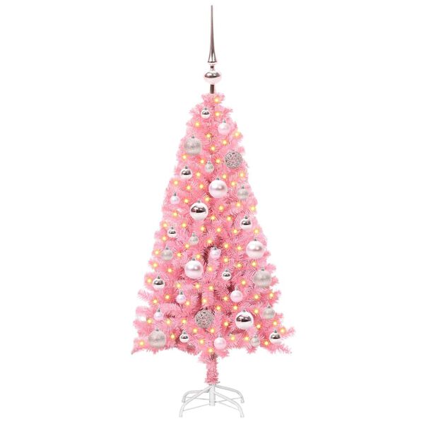 vidaXL Weihnachtsbaum mit 150 LEDs mit St&auml;nder Rosa 120 cm PVC