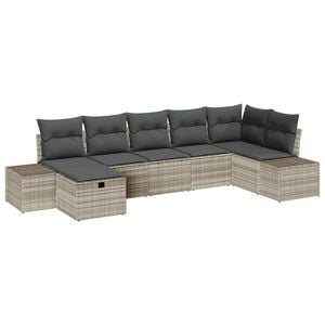 vidaXL Gartensofa-set mit Kissen 7 pcs Hellgrau Poly-Rattan