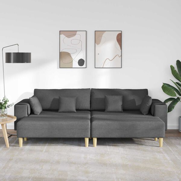 vidaXL Sofa mit Kissen 3 pcs Dunkelgrau Stoff