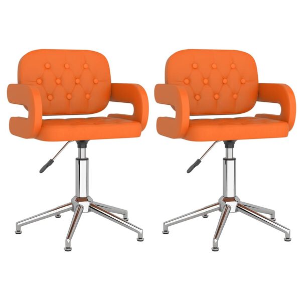 vidaXL Esszimmerst&uuml;hle 2 Stk. Drehbar Orange Kunstleder