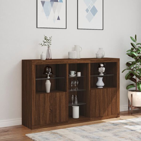 vidaXL Sideboard mit LED-Leuchten Braun Eichen-Optik 162x37x100 cm