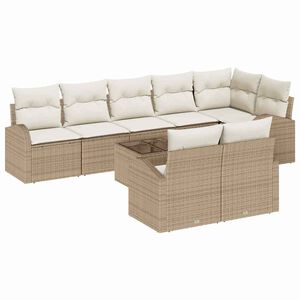 vidaXL Gartensofa-set mit Kissen 9 pcs Beige und Wei&szlig; Poly-Rattan