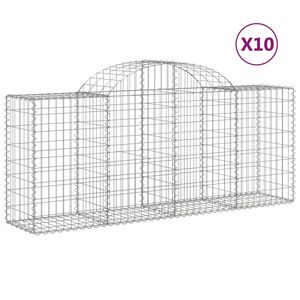 vidaXL Gabionen mit Hochbogen 10 Stk. 200x50x80/100cm Verzinktes Eisen
