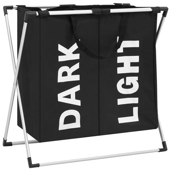 vidaXL W&auml;schesortierer mit 2 F&auml;chern Schwarz