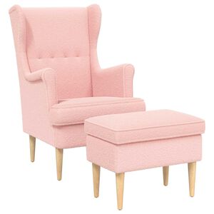 vidaXL Sessel mit Fu&szlig;hocker 2 stk. Rosa Boucl&eacute;