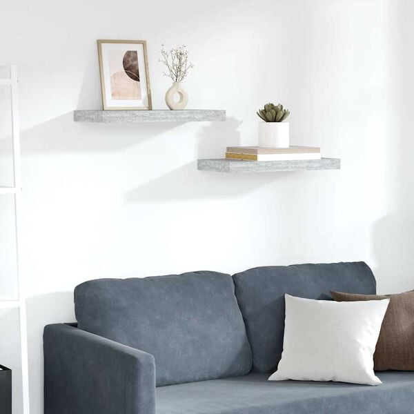 vidaXL Schweberegale 2 Stk. Betongrau 50x23x3,8 cm MDF