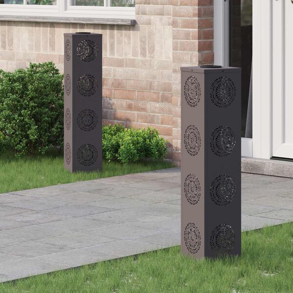 vidaXL Solar LED Weg Licht 2 pcs Schwarz Kalt gewalzter Stahl