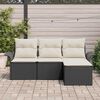 vidaXL Garten-Sofa-Set mit Kissen 4 pcs Schwarz Poly Rattan