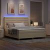 vidaXL Boxspringbett mit Matratze mit LED Creme 180 x 200 cm Stoff