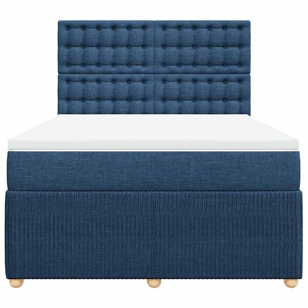 vidaXL Boxspringbett mit Matratze Blau 140x190 cm Stoff