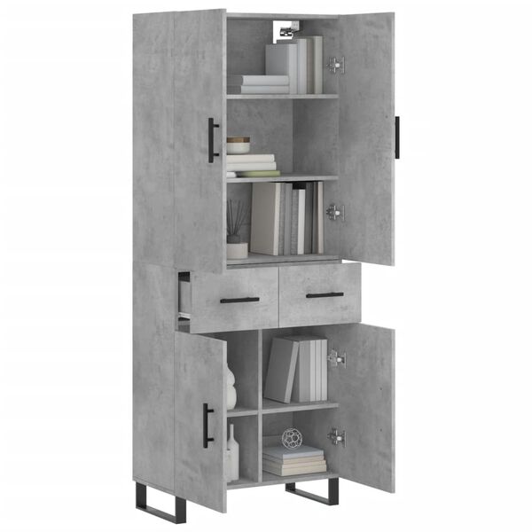 vidaXL Highboard Betongrau 69,5x34x180 cm Holzwerkstoff