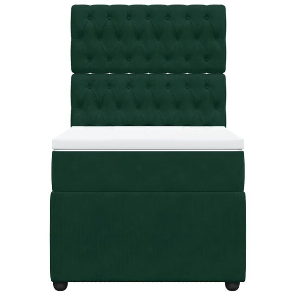 vidaXL Boxspringbett mit Matratze Dunkelgr&uuml;n 100x200 cm Samt