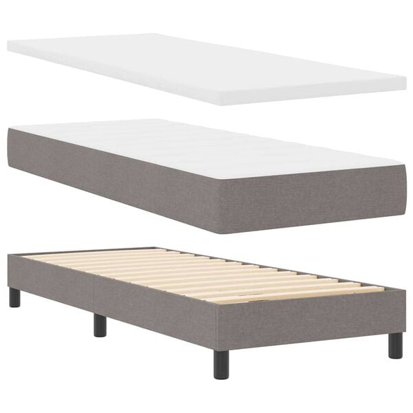 vidaXL Boxspringbett mit Matratze Taupe 200 x 80 cm Polyester