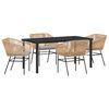 vidaXL Garten Essgruppe 5 pcs Braun Pulverbeschichteter Stahl