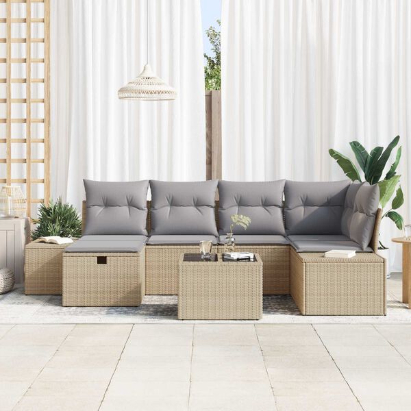 vidaXL Sofa Set mit Kissen 6 pcs Poly-Rattan