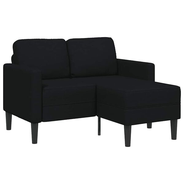 vidaXL 2-Sitzer-Sofa mit Chaiselongue L-Form Schwarz 125 cm Stoff