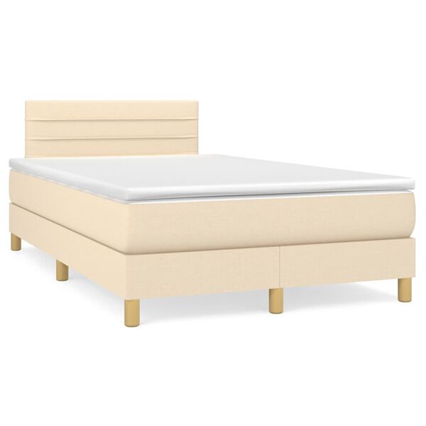 vidaXL Boxspringbett mit Matratze Creme 120x200 cm Stoff
