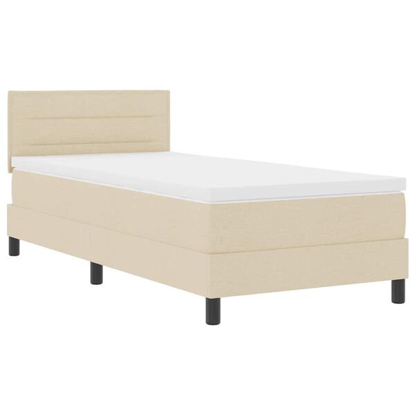 vidaXL Boxspringbett mit Matratze mit LED Creme 90 x 190 cm Stoff
