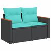 vidaXL 6-teiliges Gartensofa-Set mit Kissen, schwarzes Polyrattan