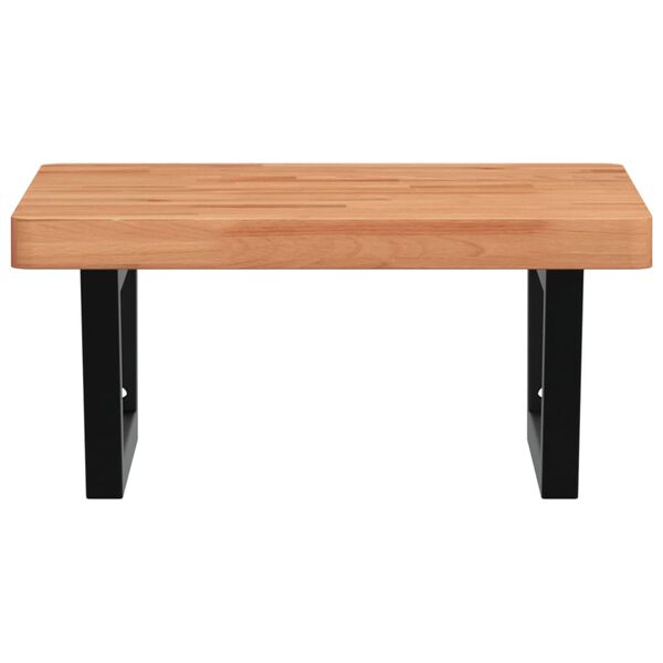 vidaXL Waschbeckenregal Wandmontage Stahl und Massivholz Buche