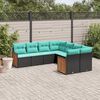 vidaXL 8-teiliges Gartensofa-Set mit Kissen, schwarzes Polyrattan