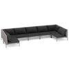 vidaXL 7-tlg. Garten-Lounge-Set mit Kissen Poly Rattan Dunkelgrau