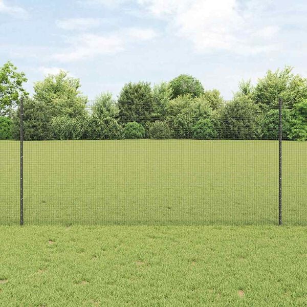 vidaXL Zaun mit Pfosten Grau 1,2 x 50 m Stahl und PVC