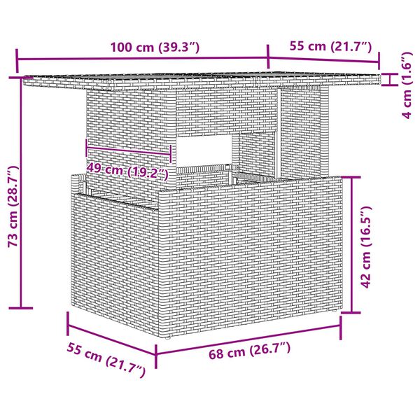 vidaXL Garten-Sofa-Set mit Speicher 9 pcs Schwarz Poly Rattan
