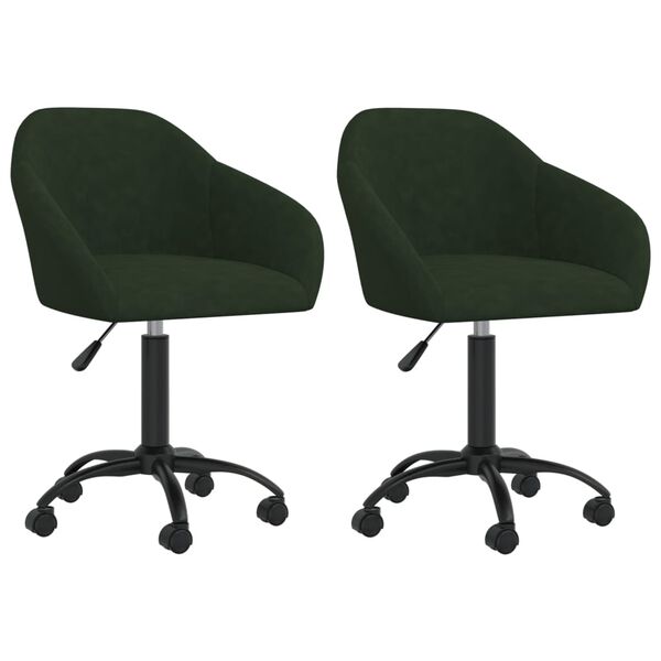 vidaXL Esszimmerst&uuml;hle 2 Stk. Drehbar Dunkelgr&uuml;n Samt