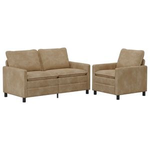 vidaXL Sofa Set 2 stk. Taupe Polyester