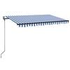 vidaXL Automatische Markise mit LED & Windsensor 300x250 cm Blau Wei&szlig;