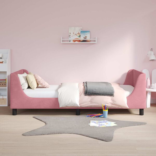 vidaXL Kinderbettgestell mit Kopfteil Rosa 90 x 200 cm Samt