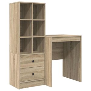 vidaXL Schreibtisch mit Schubladen mit Regal 2 pcs Sonoma-Eiche