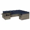 vidaXL 10-teiliges Gartensofa-Set mit Kissen, grau, Polyrattan
