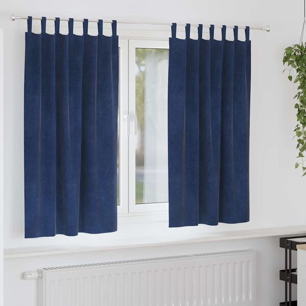 vidaXL Verdunkelungsvorh&auml;nge 2 pcs Dunkelblau 140 x 175 cm Samt