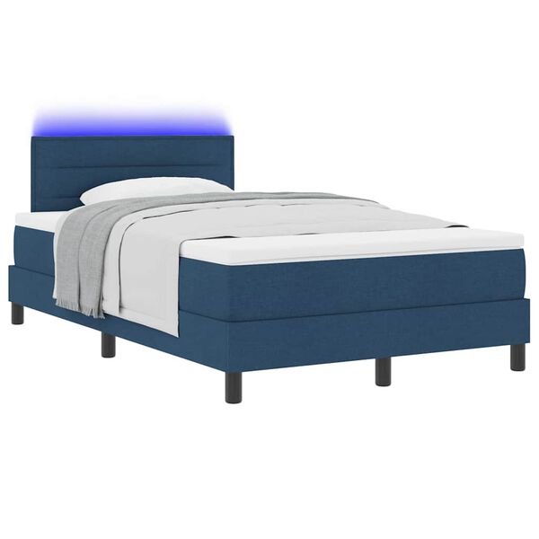vidaXL Boxspringbett mit Matratze mit LED Blau 120 x 190 cm Stoff