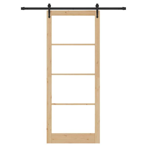 vidaXL Schiebet&uuml;r Natur 83 x 232 cm Massivholz Kiefer und Glas