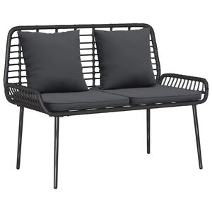 vidaXL Gartenbank Schwarz und Anthrazit Poly-Rattan