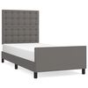 vidaXL Bettgestell mit Kopfteil Grau 90x200 cm Kunstleder