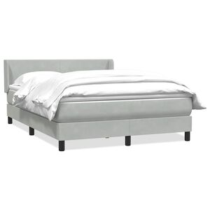vidaXL Boxspringbett mit Matratze Hellgrau 160x210 cm Samt