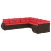 vidaXL 10-teiliges Gartensofa-Set mit Kissen, braun, Polyrattan