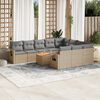 vidaXL 11-tlg. Garten-Sofagarnitur mit Kissen Beige Poly Rattan