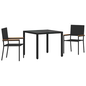 vidaXL Garten Essgruppe 3 stk. Schwarz Poly-Rattan