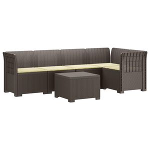 vidaXL 5-Sitzer Gartensofa mit Kissen Rattan-Look PP Hellgrau