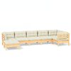 vidaXL 7-tlg. Garten-Lounge-Set mit Creme Kissen Massivholz Kiefer