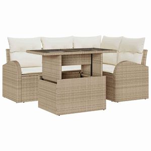 vidaXL Gartensofa-set 5 stk. 4-Sitzanzahl Beige Poly Rattan