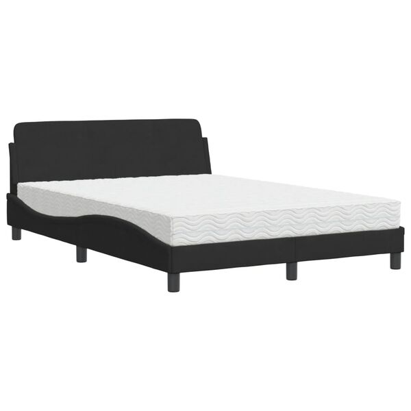 vidaXL Bett mit Matratze "Dover" Schwarz 140x190 cm Samt