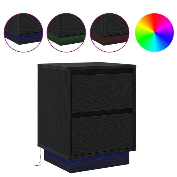 vidaXL Nachttisch Schwarz Eichen-Optik 39 x 34,5 x 50 cm Holzwerkstoff