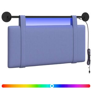 vidaXL H&auml;ngendes Kopfteil Mit LED Licht Jeans blau Stoff