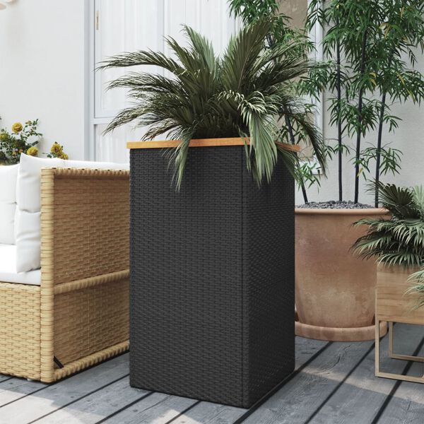 vidaXL Pflanzkübel Schwarz 40x40x80 cm Poly Rattan
